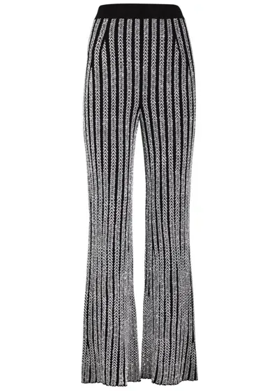 Missoni Striped Sequin-embellished Knitted Trousers In Silver