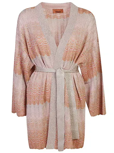 Missoni Knit Viscose Lamé Self-tie Cardigan In Multi