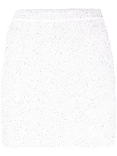 Missoni Sequin-embellished Chevron-knit Miniskirt In White