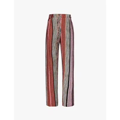 Missoni Womens Multicolor Relaxed-fit Metallic-striped Woven Trousers