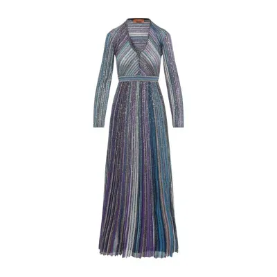 Missoni Women's Viscose Long Dress For Fw24 In Navy