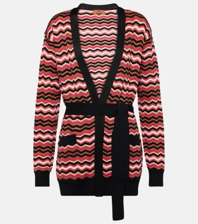 Missoni Zig Zag Cotton-blend Wrap Cardigan In White Base Multicolor