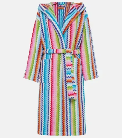 Missoni Zig Zag Cotton Terry Bathrobe In Multi