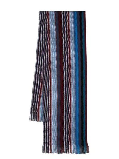 Missoni Zig-zag Fringed Scarf In Blue