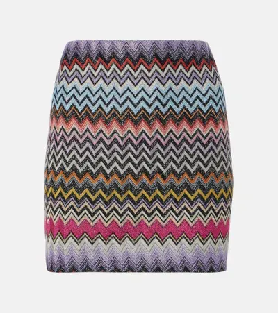 Missoni Zig-zag Woven Mini Skirt In Multicolor With Black In Multicoloured