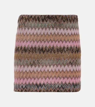 Missoni Zig Zag Metallic Miniskirt In Pink