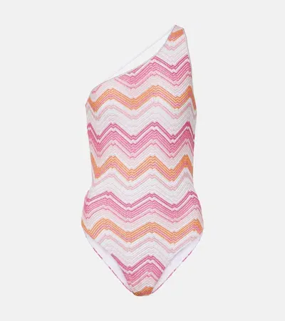 Missoni Microshaded Zig-zag One-piece Swimsuit In Microshaded Pink Tones