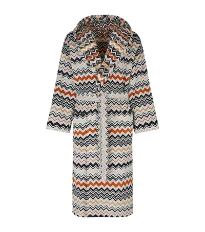 Missoni Zigzag Bernard Hooded Robe In Gray