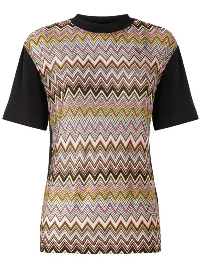 Missoni Zigzag Cotton T-shirt In Black