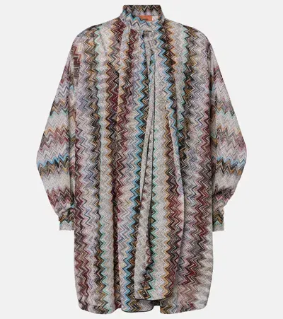 Missoni Zigzag Draped Lamé Minidress In Multicoloured