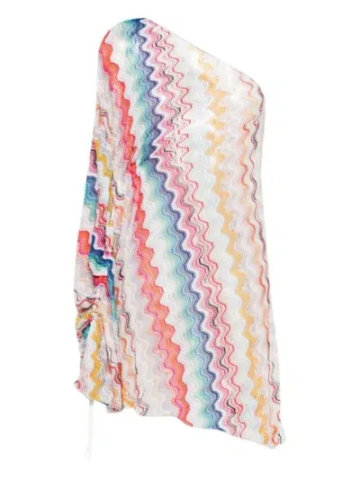 Missoni Zigzag-woven One-shoulder Dress In Multicolor