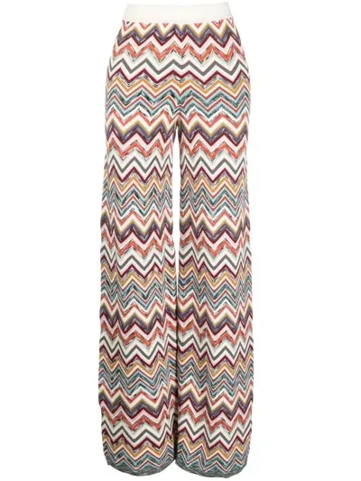 Missoni Zigzag-knit Wide-leg Trousers In Multi