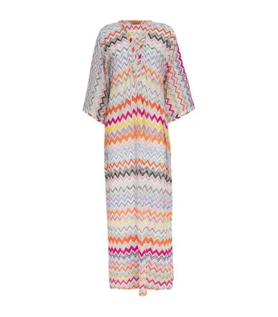 Missoni Zigzag Lace-up Kaftan In Multicolour