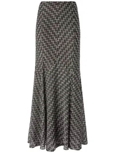 Missoni Zigzag Lamé Flared Maxi Skirt In Black