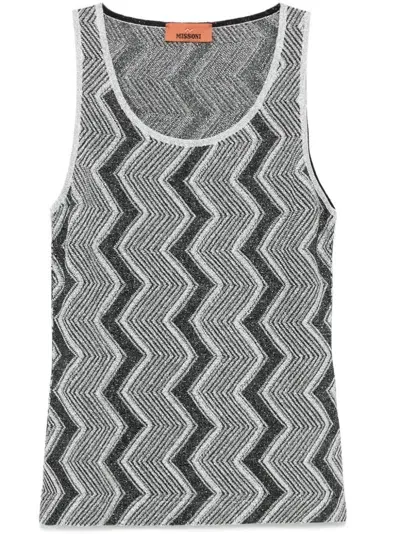 Missoni Zigzag Lamé Tank Top In Black