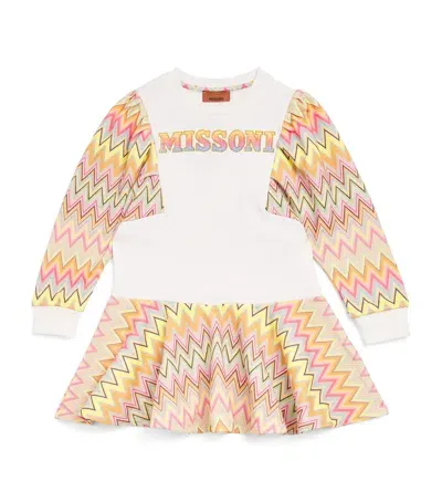 Missoni Kids' Zigzag Logo Dress In Blue