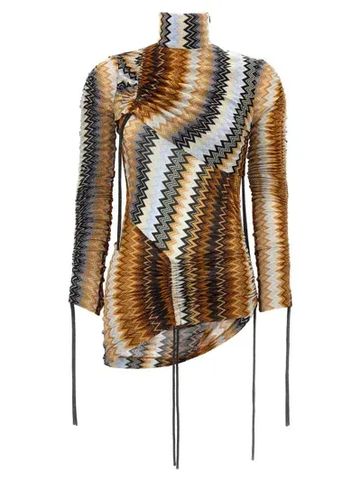 Missoni Zigzag Pattern Top Tops Multicolor In Black