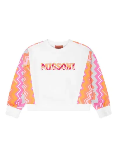 Missoni Kids' Printed Cotton Jersey Sweatshirt In White/multi