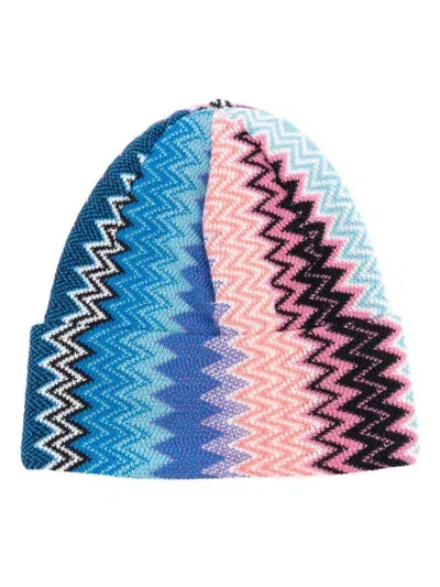 Missoni Zigzag-woven Beanie In Blue