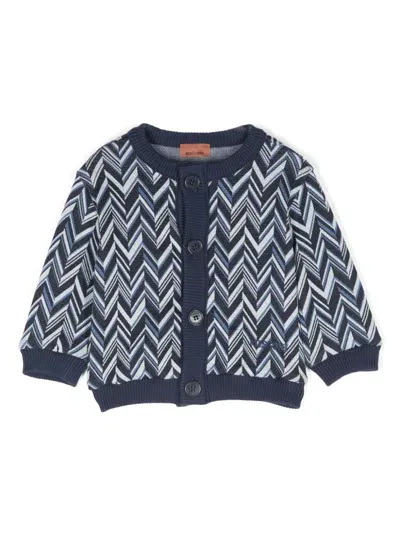 Missoni Babies' Zigzag Woven Cardigan In Blue