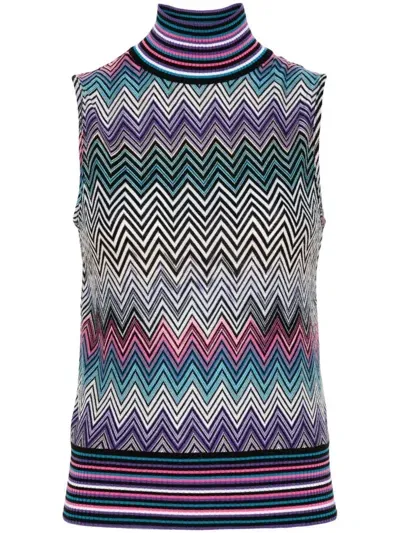 Missoni Zigzag-woven Vest In Blue