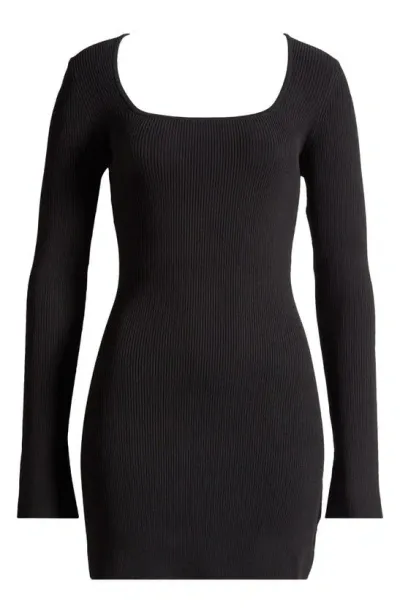 Mistress Rocks Long Sleeve Knit Minidress In Black