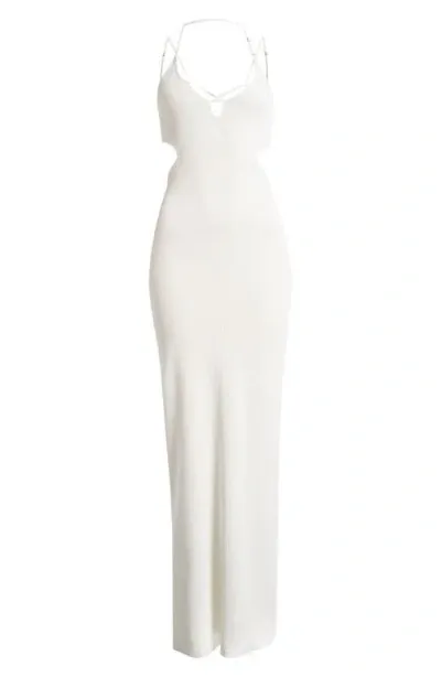 Mistress Rocks Strappy Cutout Rib Midi Dress In White