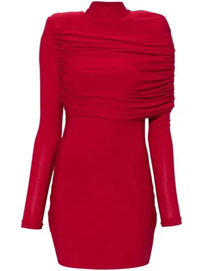 Mitiliane Couture Draped Midi Dress In Red