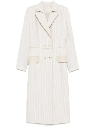 Mitiliane Couture Pinstriped Trench Coat In White