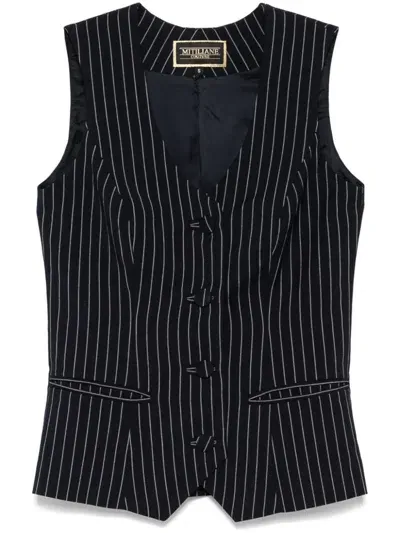 Mitiliane Couture Pinstriped Vest In Black