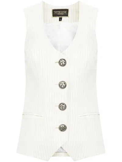 Mitiliane Couture Top Mit Nadelstreifen In Weiss