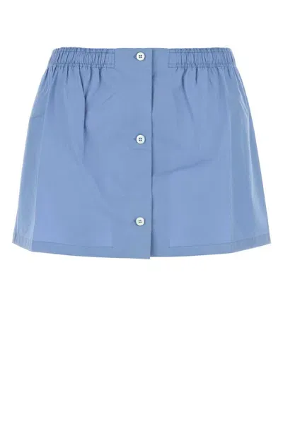 Miu Miu Air Force Blue Poplin Mini Skirt