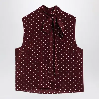 Miu Miu Amaranth-coloured Polka Dot Silk Top Women In Multicolor