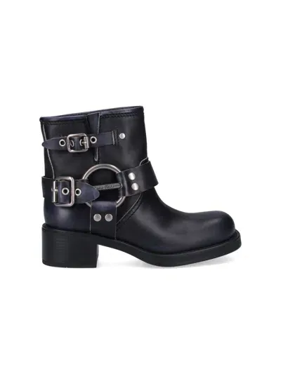 Miu Miu Biker Boots In Black  