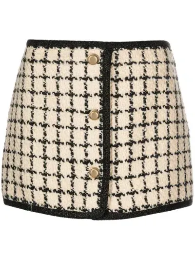 Miu Miu Check-pattern Tweed Miniskirt In White