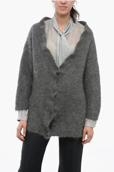 Miu Miu Brushed Mohair Blend Buttoned Cardigan