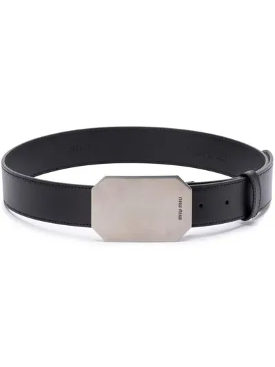 Miu Miu Buckle-fastening Leather Belt In Black