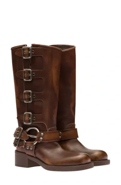 Miu Miu Buckles Harness Boot In Bruciato