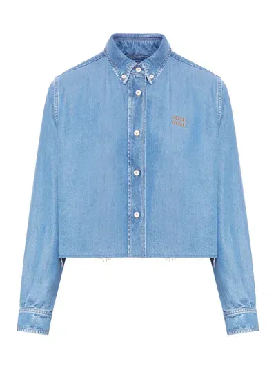 Miu Miu Chambray Shirt In Blue