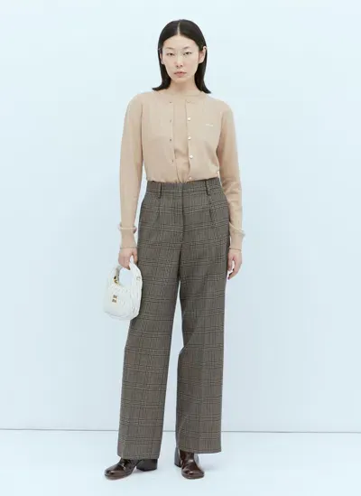 Miu Miu Check Pants In Brown