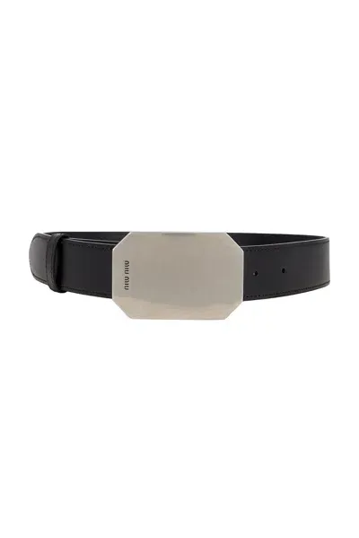 Miu Miu City Calf Metal Belt In Black