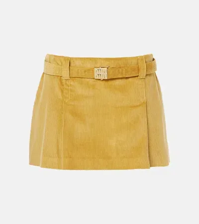 Miu Miu Cotton Corduroy Miniskirt In Brown