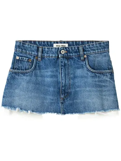 Miu Miu Denim Mini Skirt In Blue