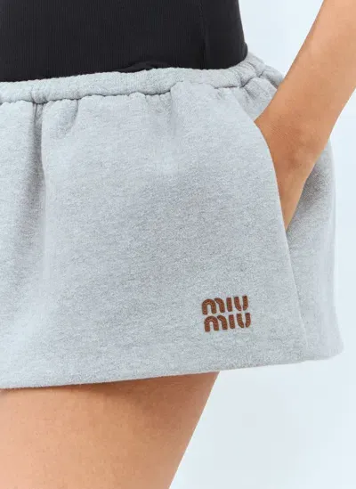 Miu Miu Drawstring Mini Skirt In Grey