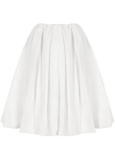 Miu Miu Elasticated Waistband Poplin Midi Skirt In White