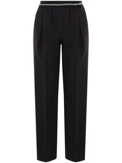 Miu Miu Elasticated Waistband Trousers In Schwarz