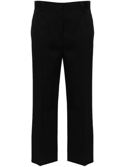 Miu Miu Grain De Poudre Cropped Trousers In Nero