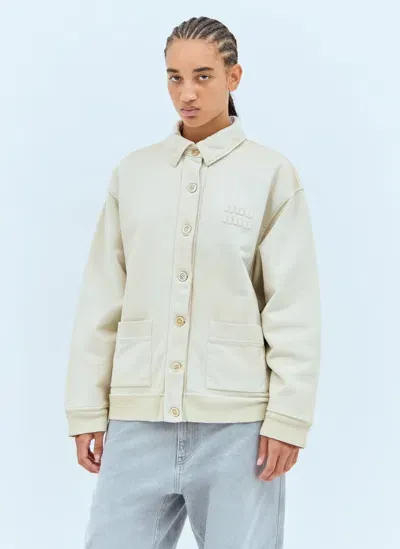 Miu Miu Heavy-duty Cotton Overshirt In Neutral