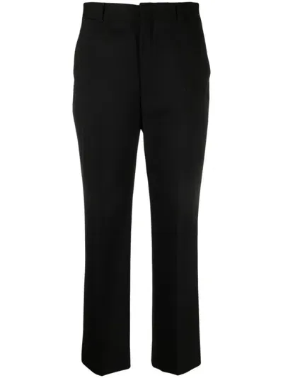 Miu Miu High-waisted Cropped Trousers In Black