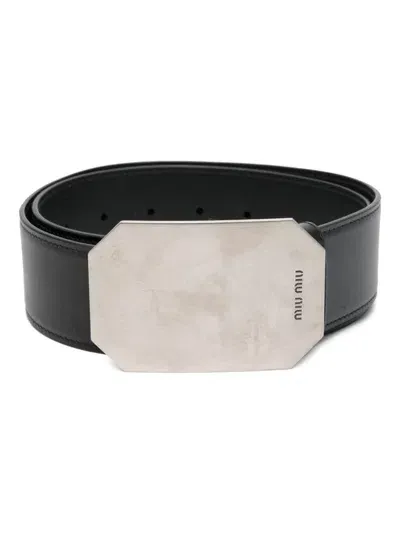 Miu Miu Leather Belt In Black